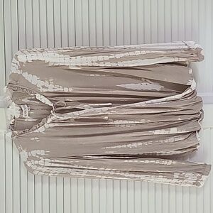 Knox Rose Lg Slv V Nk Faux Wrap Tie Dye Gauze Top Blouse. Sz S  Beige/Cream